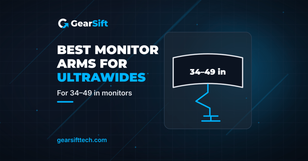Best monitor arms for ultrawide monitors, with a curved 34–49 in screen on a monitor arm icon